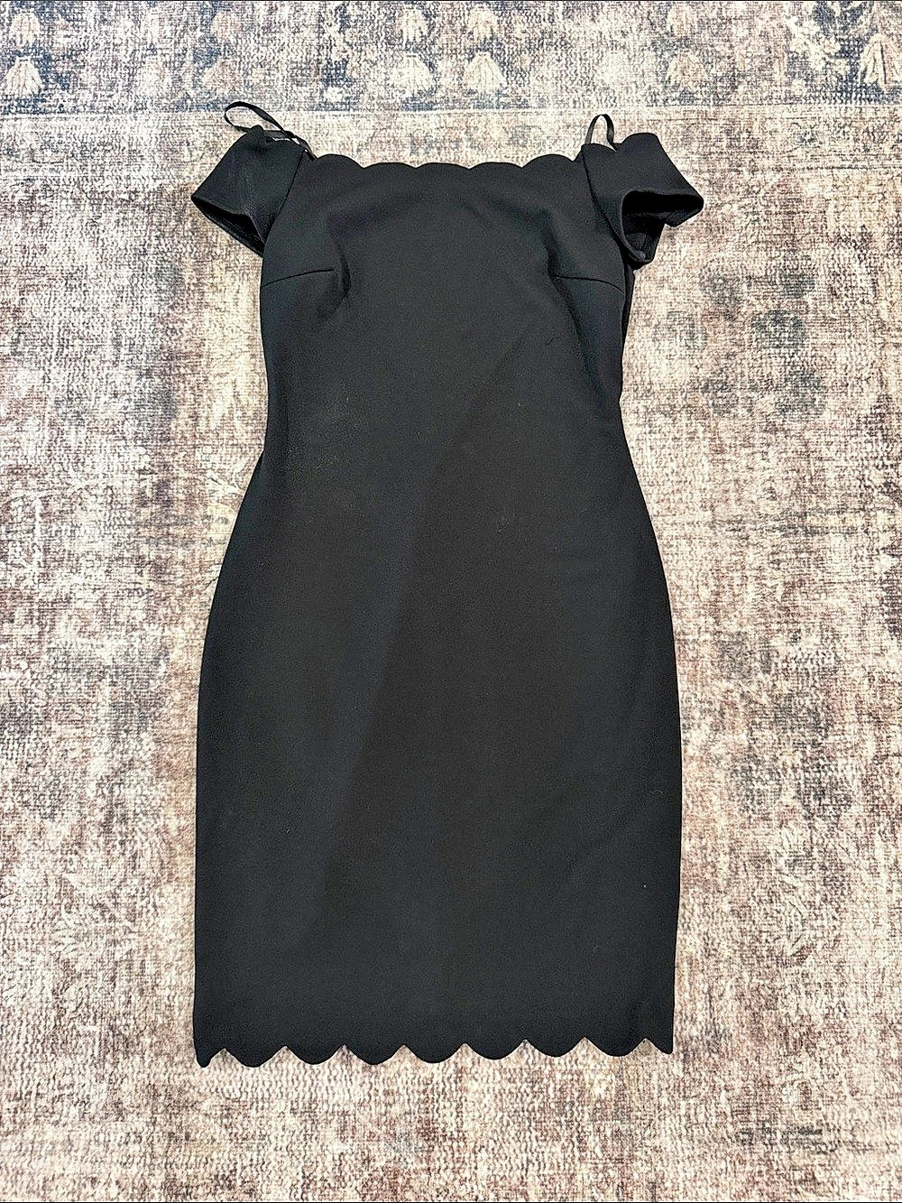 Black Scalloped Midi Dress Like New